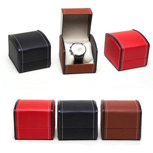 Single grid leather watch - grid,