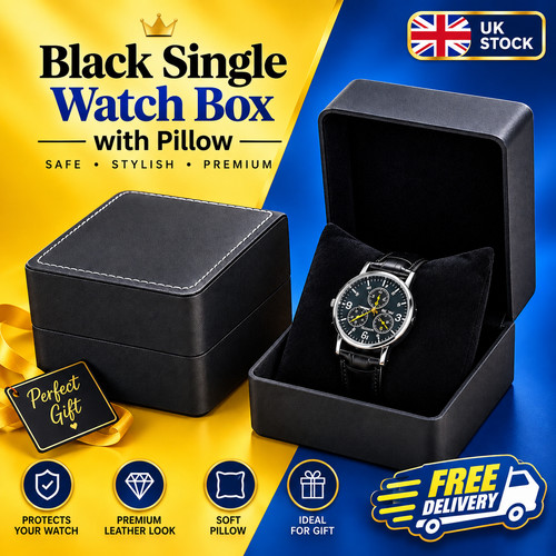 Black single watch gift box - black,