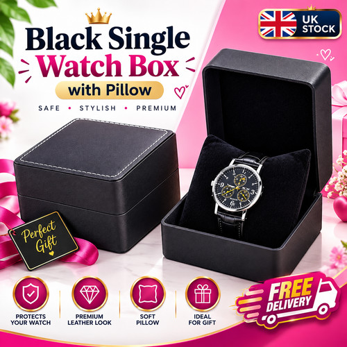 Black single watch gift box - black,