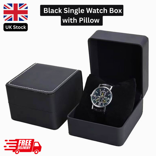 Black single watch - watch, box