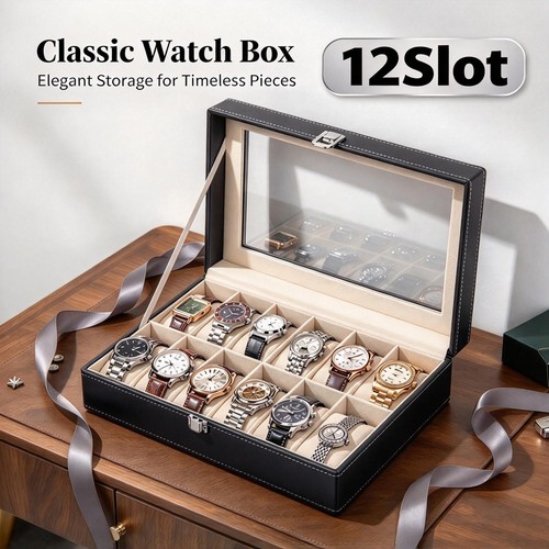Slots leather watch box - watch,