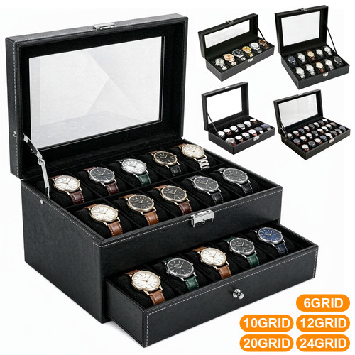 Grids leather watch - 6~24,